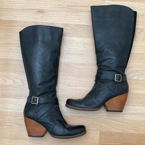 Korks by Kork Ease; two-tone brown and black boots; Size 10